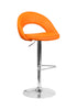 Flash Furniture Contemporary Orange Vinyl Rounded Back Adjustable Height Barstool with Chrome Base