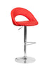 Flash Furniture Contemporary Red Vinyl Rounded Back Adjustable Height Barstool with Chrome Base