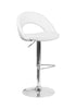 Flash Furniture Contemporary White Vinyl Rounded Back Adjustable Height Barstool with Chrome Base