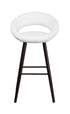 Flash Furniture Kelsey Series 29"" High Contemporary White Vinyl Barstool with Cappuccino Wood Frame