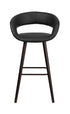 Brynn Series 29"" High Contemporary Black Vinyl Barstool with Cappuccino Wood Frame