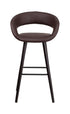 Brynn Series 29"" High Contemporary Brown Vinyl Barstool with Cappuccino Wood Frame