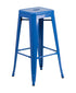 Flash Furniture 30"" High Backless Blue Metal Indoor-Outdoor Barstool With Square Seat CH-31320-30-BL-GG