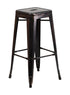 Flash Furniture 30"" High Backless Black-Antique Gold Metal Indoor-Outdoor Barstool With Square Seat CH-31320-30-BQ-GG