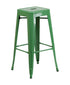 Flash Furniture 30"" High Backless Green Metal Indoor-Outdoor Barstool With Square Seat CH-31320-30-GN-GG