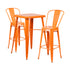 Flash Furniture Orange Metal Indoor Outdoor Bar Table Set With 2 Barstools CH-31330B-2-30GB-OR-GG
