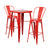 Flash Furniture Red Metal Indoor Outdoor Bar Table Set With 2 Barstools CH-31330B-2-30GB-RED-GG