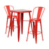 Flash Furniture Red Metal Indoor Outdoor Bar Table Set With 2 Barstools CH-31330B-2-30GB-RED-GG