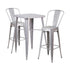 Flash Furniture Silver Metal Indoor Outdoor Bar Table Set With 2 Barstools CH-31330B-2-30GB-SIL-GG