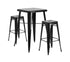 Flash Furniture Black Metal Indoor-Outdoor Bar Table Set with 2 Backless Barstools [CH-31330B-2-30SQ-BK-GG]