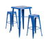 Flash Furniture Blue Metal Indoor-Outdoor Bar Table Set with 2 Backless Barstools [CH-31330B-2-30SQ-BL-GG]