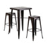 Flash Furniture Black-Antique Gold Metal Indoor-Outdoor Bar Table Set with 2 Backless Barstools [CH-31330B-2-30SQ-BQ-GG]