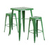 Flash Furniture Green Metal Indoor-Outdoor Bar Table Set with 2 Backless Barstools [CH-31330B-2-30SQ-GN-GG]