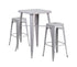 Flash Furniture Silver Metal Indoor-Outdoor Bar Table Set with 2 Backless Barstools [CH-31330B-2-30SQ-SIL-GG]