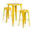 Flash Furniture Yellow Metal Indoor-Outdoor Bar Table Set with 2 Backless Barstools [CH-31330B-2-30SQ-YL-GG]