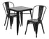Flash Furniture Black Metal Indoor-Outdoor Table Set With 2 Stack Chairs [Ch-31330-2-30-Bk-Gg]