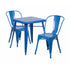 Flash Furniture Blue Metal Indoor Outdoor Table Set With 2 Stack Chairs CH-31330-2-30-BL-GG