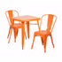 Flash Furniture Orange Metal Indoor Outdoor Table Set With 2 Stack Chairs CH-31330-2-30-OR-GG