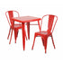 Flash Furniture Red Metal Indoor Outdoor Table Set With 2 Stack Chairs CH-31330-2-30-RED-GG