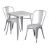 Silver Metal Indoor-Outdoor Table Set With 2 Stack Chairs [Ch-31330-2-30-Sil-Gg]