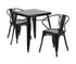 Flash Furniture Black Metal Indoor Outdoor Table Set With 2 Arm Chairs CH-31330-2-70-BK-GG