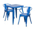 Flash Furniture Blue Metal Indoor Outdoor Table Set With 2 Arm Chairs CH-31330-2-70-BL-GG