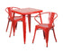 Flash Furniture Red Metal Indoor Outdoor Table Set With 2 Arm Chairs CH-31330-2-70-RED-GG