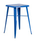 Flash Furniture 24"" Square Blue Metal Indoor Outdoor Bar Height Table CH-31330-BL-GG
