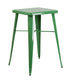 Flash Furniture 24"" Square Green Metal Indoor Outdoor Bar Height Table CH-31330-GN-GG