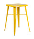 Flash Furniture 24"" Square Yellow Metal Indoor Outdoor Bar Height Table CH-31330-YL-GG