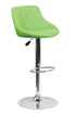 Flach Furniture Contemporary Green Vinyl Bucket Seat Adjustable Height Bar Stool with Chrome Base [CH-82028A-GRN-GG]