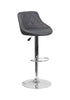 Flash Furniture Contemporary Gray Vinyl Bucket Seat Adjustable Height Barstool with Chrome Base