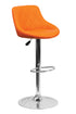 Flach Furniture Contemporary Orange Vinyl Bucket Seat Adjustable Height Bar Stool with Chrome Base [CH-82028A-ORG-GG]
