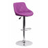 Flach Furniture Contemporary Purple Vinyl Bucket Seat Adjustable Height Bar Stool with Chrome Base [CH-82028A-PUR-GG]