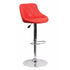 Flach Furniture Contemporary Red Vinyl Bucket Seat Adjustable Height Bar Stool with Chrome Base [CH-82028A-RED-GG]