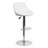 Flach Furniture Contemporary White Vinyl Bucket Seat Adjustable Height Bar Stool with Chrome Base [CH-82028A-WH-GG]