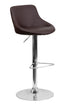 Flach Furniture Contemporary Brown Vinyl Bucket Seat Adjustable Height Bar Stool with Chrome Base [CH-82028-MOD-BRN-GG]