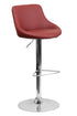 Flach Furniture Contemporary Burgundy Vinyl Bucket Seat Adjustable Height Bar Stool with Chrome Base [CH-82028-MOD-BURG-GG]