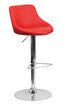 Flach Furniture Contemporary Red Vinyl Bucket Seat Adjustable Height Bar Stool with Chrome Base [CH-82028-MOD-RED-GG]