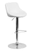 Flach Furniture Contemporary White Vinyl Bucket Seat Adjustable Height Bar Stool with Chrome Base [CH-82028-MOD-WH-GG]