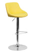Flach Furniture Contemporary Yellow Vinyl Bucket Seat Adjustable Height Bar Stool with Chrome Base [CH-82028-MOD-YEL-GG]
