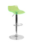 Flash Furniture Contemporary Transparent Modern Green Acrylic Adjustable Height Barstool with Chrome Base -CH-88005-GN-GG