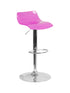 Flash Furniture Contemporary Transparent Modern Hot Pink Acrylic Adjustable Height Barstool with Chrome Base -CH-88005-HT-PK-GG