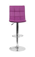 Flash Furniture Contemporary Purple Quilted Vinyl Adjustable Height Barstool with Chrome Base