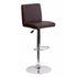 Flach Furniture Contemporary Brown Vinyl Adjustable Height Bar Stool with Chrome Base [CH-92066-BRN-GG]