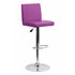 Flach Furniture Contemporary Purple Vinyl Adjustable Height Bar Stool with Chrome Base [CH-92066-PUR-GG]