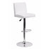 Flach Furniture Contemporary White Vinyl Adjustable Height Bar Stool with Chrome Base [CH-92066-WH-GG]