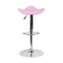 Flash Furniture Contemporary Pink Vinyl Adjustable Height Bar Stool With Chrome Base