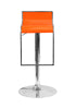 Flash Furniture Contemporary Orange Plastic Adjustable Height Barstool with Chrome Drop Frame