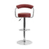 Flash Furniture Contemporary Burgundy Vinyl Adjustable Height Bar Stool With Arms And Chrome Base